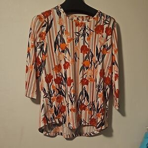 Denim &Co. Printed Heavenly Jersey Hi lowbhem top XL